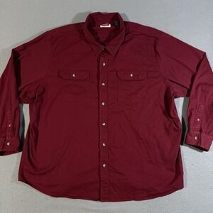 Wrangler Men's 3XL Red Maroon Long Sleeve Button Up Shirt Front Pockets Western